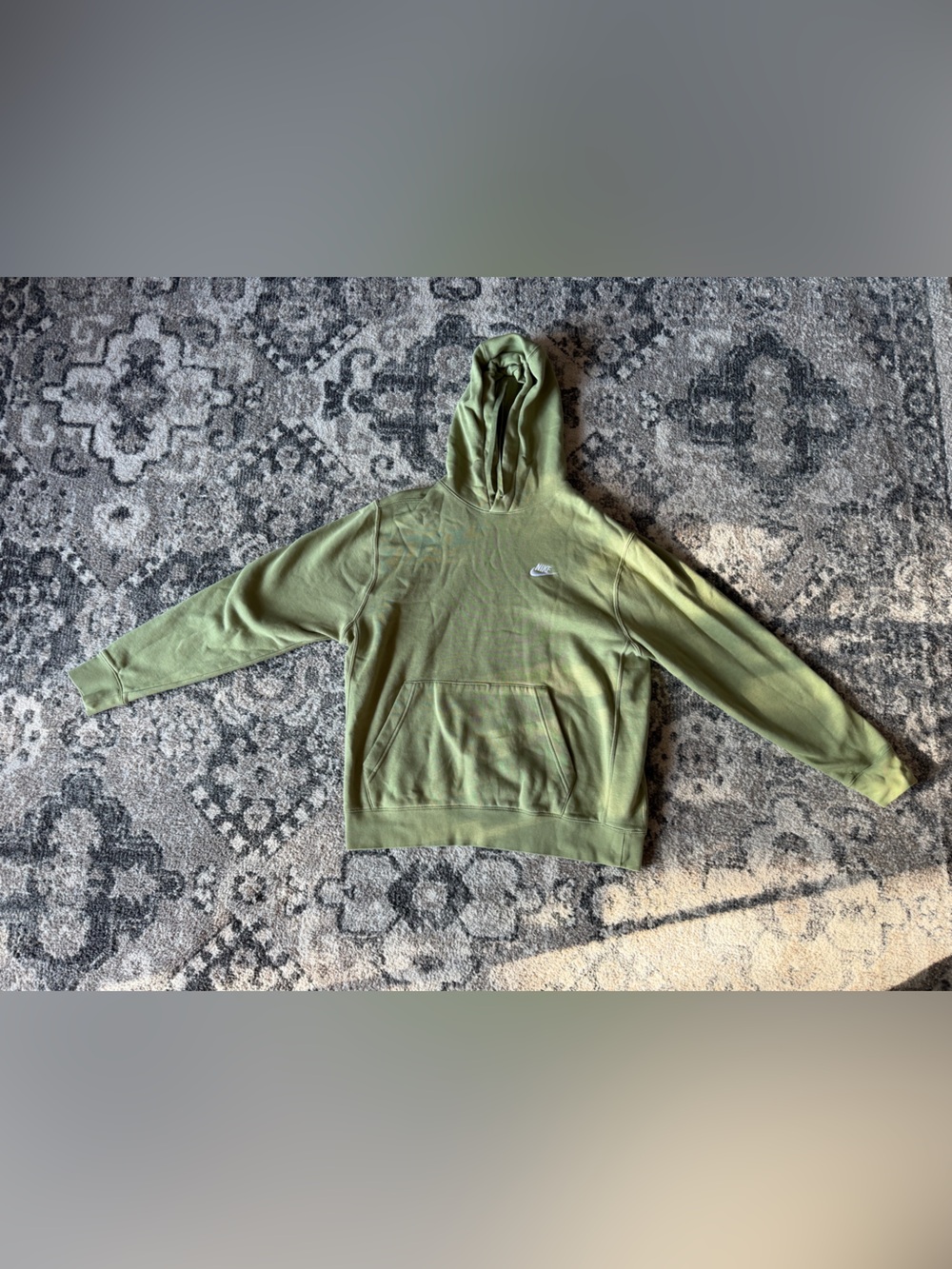 Nike Olive Green Hoodie with Black Swoosh Tag